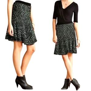 Moth Anthropologie Tweed Fit and Flare Ruffle Hem Skirt Size Large